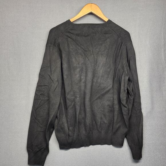 Polo Ralph Lauren Sweater XL Black Pima Cotton V Neck Purple Pony Preppy Casual - Picture 2 of 7